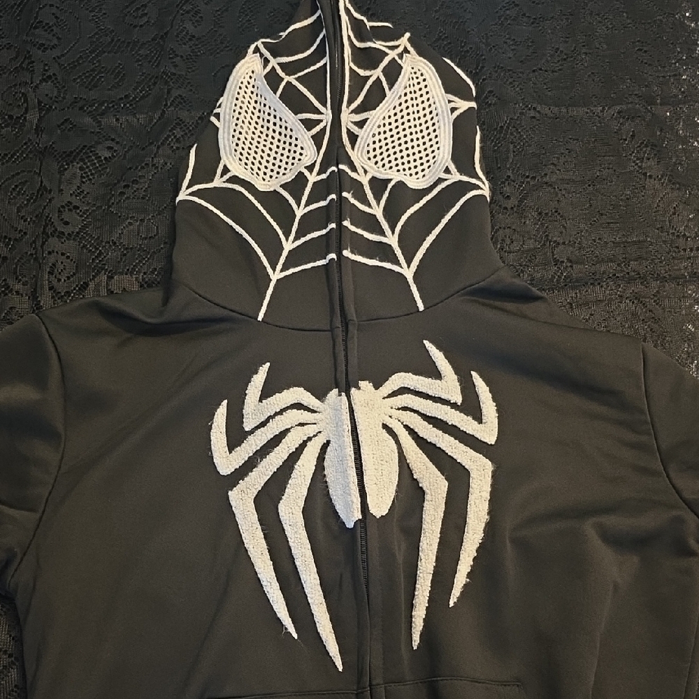 Spider Graphic Black Zip-Up Hoodie